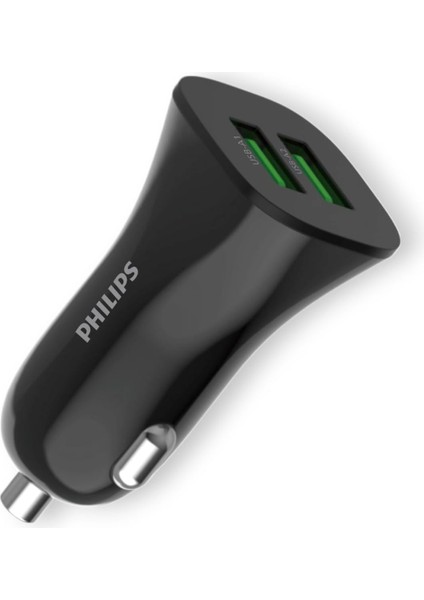 12W Çift Usb-A Portlu Araç Şarj Adaptörü, 5V 2.4A Çıkış, 12-24V Giriş, Kompakt Tasarım, Aşırı Isınma ve Şarj Korumalı, DLP3522N, Siyah