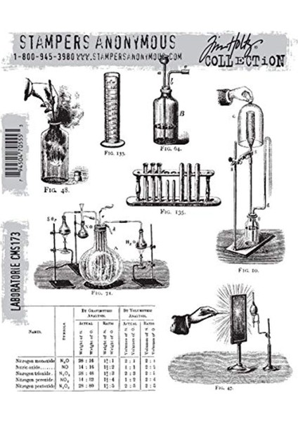 Anonymous Tim Holtz Cling Kauçuk Damga Seti, 17 cm x 8,5 Inç, Laboratuvar