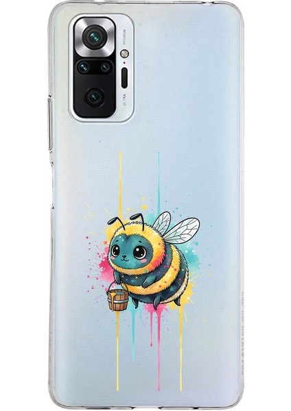 Xiaomi Redmi Note 10 Pro ile Uyumlu Splash Arı Tasarımlı Slimfit Şeffaf Silikon Kılıf