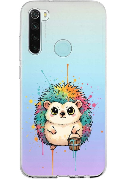 Redmi Note 8 ile Uyumlu Splash Kirpi Tasarımlı Slimfit Şeffaf Silikon Kılıf