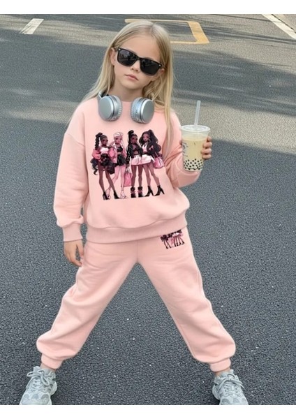 Özel Tasarım Pop Star Kızlar Baskılı 3 Iplik Kalın Kışlık Alt Üst Kız Çocuk Eşofman Takımı fiyatları