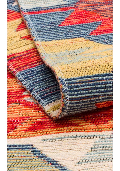 Ürgüp 01 Multy %100 Pamuk ile Üretilen Etnik Desenlere Sahip Yıkanabilir Çift Taraflı Ince Yıkanabilir Kilim