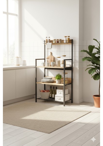 Tridihome Mutfak Rafı Kiler Düzenleyici Tel Sepetli 4 Katlı Metal Ahşap Çok Amaçlı Raf Ünitesi modelleri