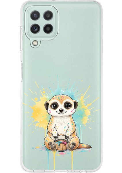 Samsung Galaxy A22 ile Uyumlu Splash Mirket Tasarımlı Slimfit Şeffaf Silikon Kılıf