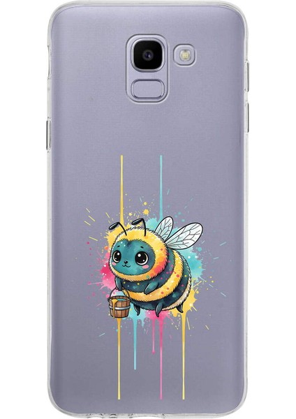 Samsung Galaxy J6 ile Uyumlu Splash Arı Tasarımlı Slimfit Şeffaf Silikon Kılıf