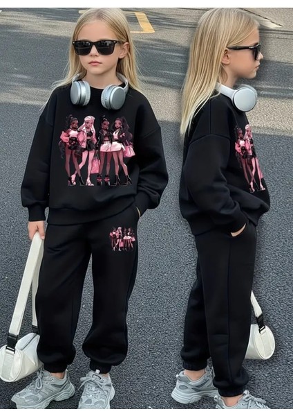 Özel Tasarım Pop Star Kızlar Baskılı 3 Iplik Kalın Kışlık Alt Üst Kız Çocuk Eşofman Takımı fiyatları
