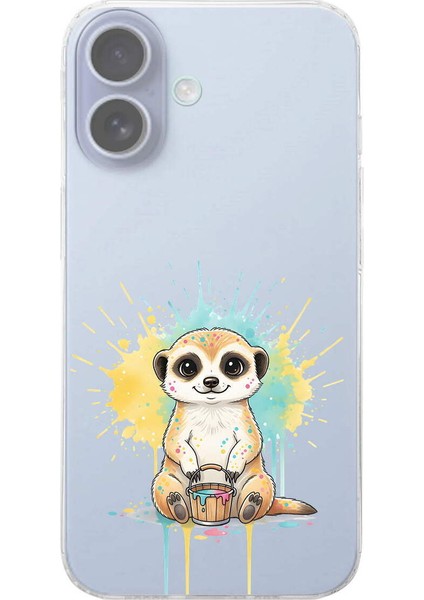 iPhone 16 ile Uyumlu Splash Mirket Tasarımlı Slimfit Şeffaf Silikon Kılıf