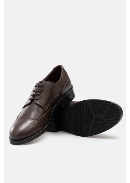 Kadın Hakiki Deri El Yapımı Kahverengi Maskülen Stil Dokulu Günlük Ayakkabı indirimleri