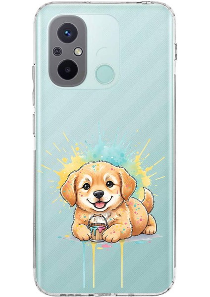 Redmi 12C ile Uyumlu Splash Köpek Tasarımlı Şeffaf Silikon Kılıf