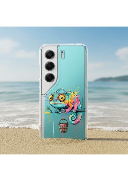 iPhone 15 Plus ile Uyumlu Splash Bukalemun Tasarımlı Şeffaf Silikon Kılıf