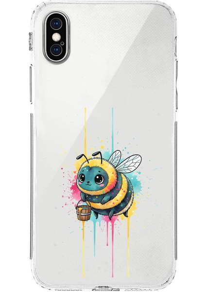 iPhone x ile Uyumlu Splash Arı Tasarımlı Şeffaf Silikon Kılıf