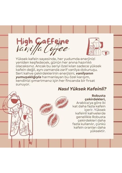 Mim And More High Caffeine Vanilla Coffe - Vanilya Aromalı Yüksek Kafeinli Kahve Çekirdek Kahve, 200 gr fiyatları