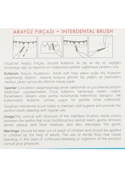 Stopever Well Tooth Arayüz Fırçası, Normal Boy, Beyaz & Yeşil, 3 Paket, 120 Adet