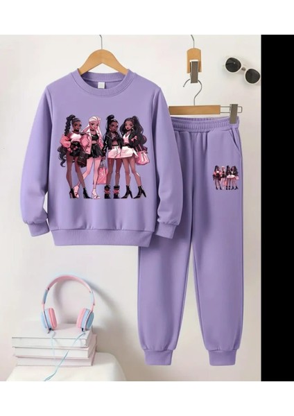 Özel Tasarım Pop Star Kızlar Baskılı 3 Iplik Kalın Kışlık Alt Üst Kız Çocuk Eşofman Takımı fiyatları