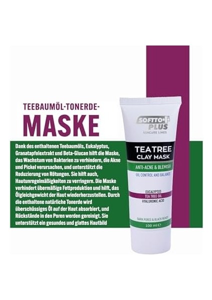 Softto Plus Çay Ağacı Sivilce ve Akne Karşıtı Kil Maskesi 100 ml modelleri