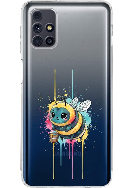 Samsung Galaxy M31S ile Uyumlu Splash Arı Tasarımlı Şeffaf Silikon Kılıf