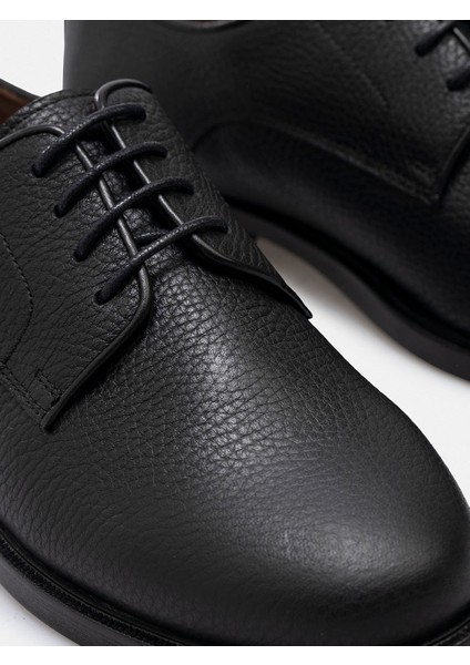 Kadın Siyah %100 Hakiki Deri El Yapımı Gofrajlı Deri Casual Ayakkabı