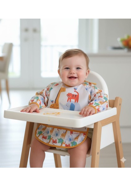 Laura Baby Uzun Kollu Sıvı Geçirmez Mama ve Aktivite Önlüğü