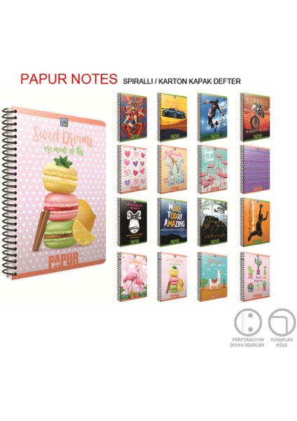 Gıpta Papur Notes Spiralli Karton Kapak Defter A4 96 Yp Kareli 4964
