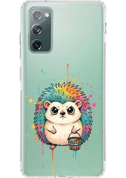 Samsung Galaxy S20 Fe ile Uyumlu Splash Kirpi Tasarımlı Şeffaf Silikon Kılıf