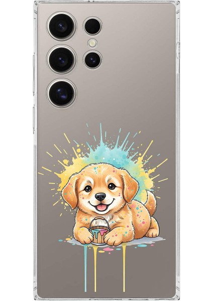 Samsung Galaxy S25 Ultra ile Uyumlu Splash Köpek Tasarımlı Şeffaf Silikon Kılıf