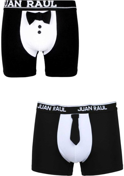 Erkek Siyah 2’li Smokin Baskılı Boxer Seti – Kravat & Papyon Detaylı Boxer 2603111