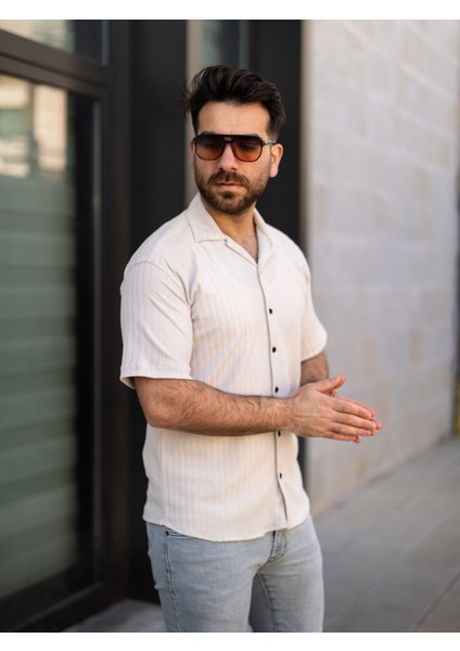 Keten Gömlek Kısa Kol Ekru Renk fiyatları