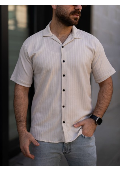 Keten Gömlek Kısa Kol Ekru Renk fırsatları