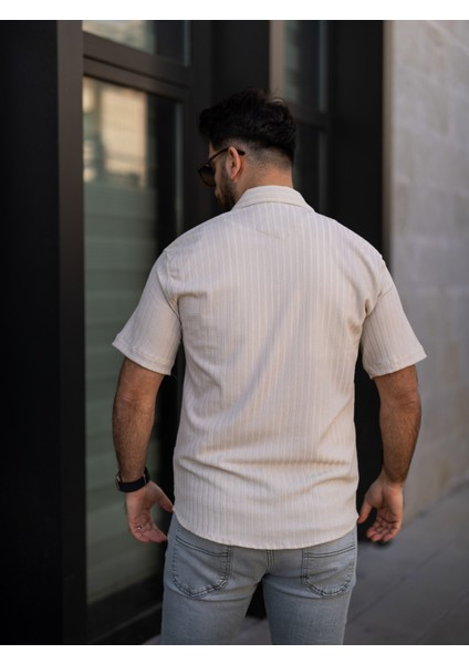 Keten Gömlek Kısa Kol Ekru Renk indirimleri