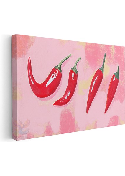 Yatay Kanvas Tablo Soyut Kirmizi Biberler Modern Duvar Tablosu Kanvas Salon Ofis Tablosu