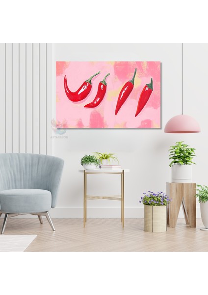 Yatay Kanvas Tablo Soyut Kirmizi Biberler Modern Duvar Tablosu Kanvas Salon Ofis Tablosu modelleri