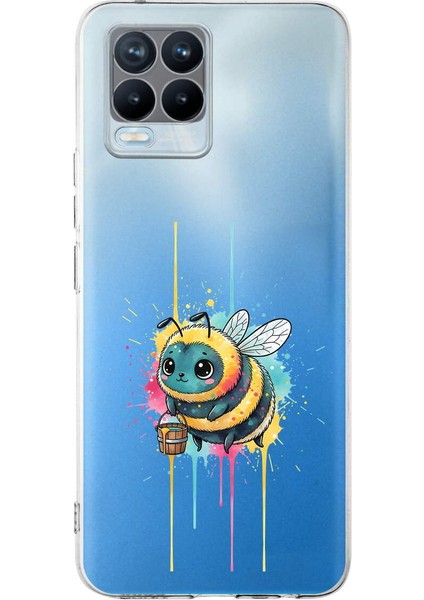 Realme 8 Pro ile Uyumlu Splash Arı Tasarımlı Slimfit Şeffaf Silikon Kılıf