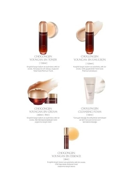 Mıssha Total Yaşlanma Karşıtı Bakım Sunan Kırışıklık ve Sarkma Karşıtı Set Chogongjın Youngan Skin Care Set modelleri