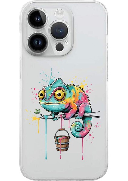 iPhone 14 Pro Max ile Uyumlu Splash Bukalemun Tasarımlı Şeffaf Silikon Kılıf