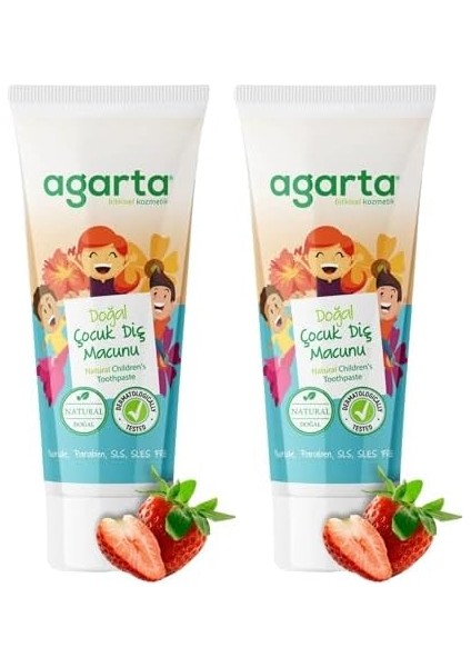 Agarta Doğal Florürsüz Çocuk Diş Macunu Çilekli 75 ml x 2 Adet