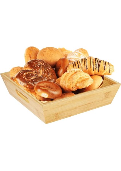 Bambu Lüx Kare Büyük Ekmeklik-Meyvelik 25CM, Bambu Ekmeklik Kare Büyük Boy 25CM
