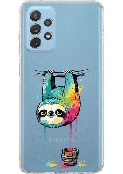 Samsung Galaxy A73 ile Uyumlu Splash Tembel Hayvan Tasarımlı Şeffaf Silikon Kılıf