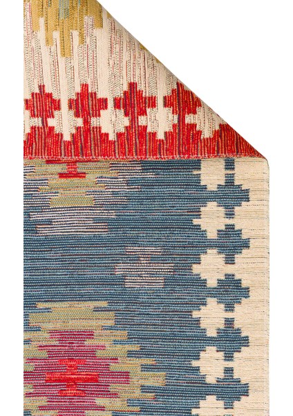 Ürgüp 04 Navy %100 Pamuk ile Üretilen Etnik Desenlere Sahip Yıkanabilir Çift Taraflı Ince Yıkanabilir Kilim modelleri