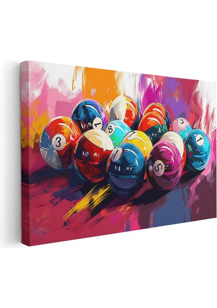 Yatay Kanvas Tablo Renkli Bilardo Toplari Modern Duvar Tablosu Kanvas Salon Ofis Tablosu