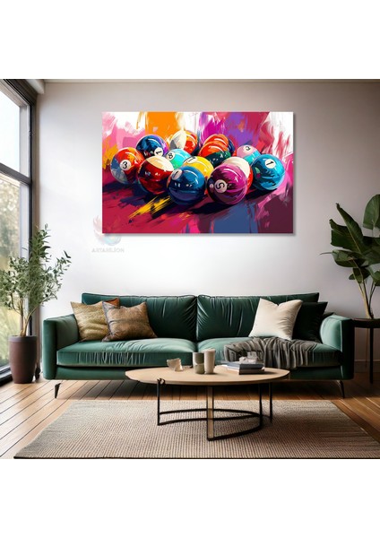 Yatay Kanvas Tablo Renkli Bilardo Toplari Modern Duvar Tablosu Kanvas Salon Ofis Tablosu fiyatları
