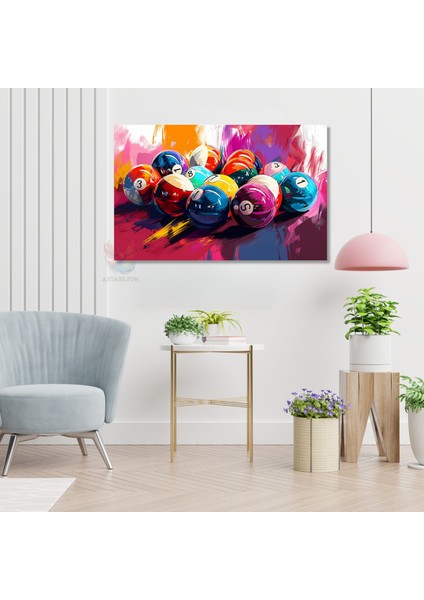 Yatay Kanvas Tablo Renkli Bilardo Toplari Modern Duvar Tablosu Kanvas Salon Ofis Tablosu modelleri