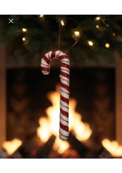 Yılbaşı Kırmızı Beyaz Baston Şeker Asma Süs 21 cm 3lü Set fiyatları