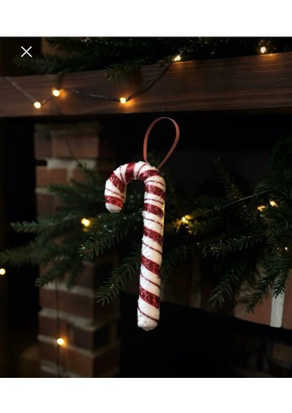 Yılbaşı Kırmızı Beyaz Baston Şeker Asma Süs 21 cm 3lü Set modelleri