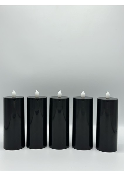 5 Adet 15 cm Siyah Renk Batom LED Mum Çap 6 cm fiyatları