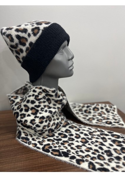 Kadın Leopar Desenli Kışlık Atkı Bere Takımı – Yumuşak Tüylü Akrilik Ikili Set – Sıcak Tutucu fiyatları