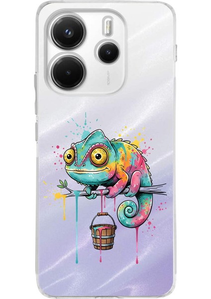 Redmi Note 14 4g ile Uyumlu Splash Bukalemun Tasarımlı Şeffaf Silikon Kılıf