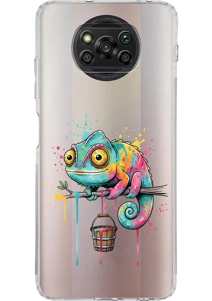 Poco X3 Pro ile Uyumlu Splash Bukalemun Tasarımlı Slimfit Şeffaf Silikon Kılıf