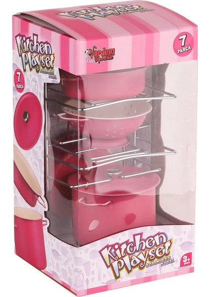 Bfs ATF-683G-6 Raflı Pembe Emaye Tencere Tava Seti 7 Parça -Vardem fiyatları