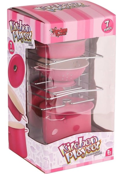 Bfs ATF-683G-6 Raflı Pembe Emaye Tencere Tava Seti 7 Parça -Vardem fırsatları