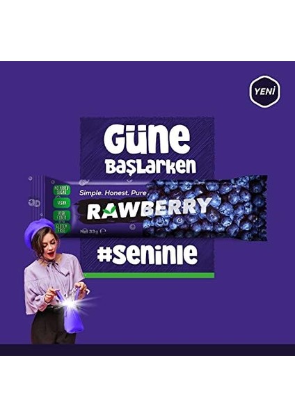 Rawberry Blueberry Şeker Ilavesiz Vegan Glütensiz Kuruyemiş Bar (Kutuda 15 Adet) fiyatları